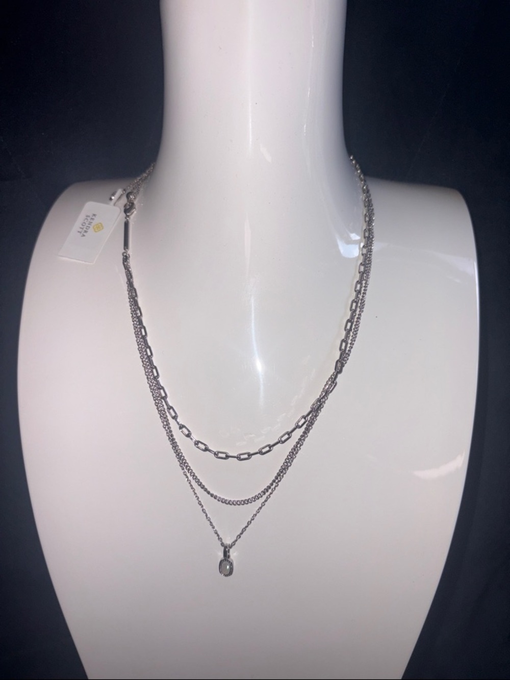 Kendra Scott Silver-Tone Layered Link Necklace with Pendant